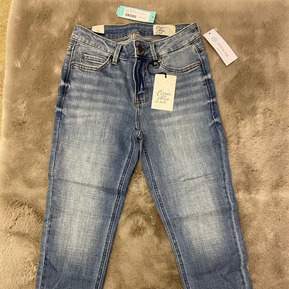 Cosmic Blue Love distressed jeans size 26/2P
